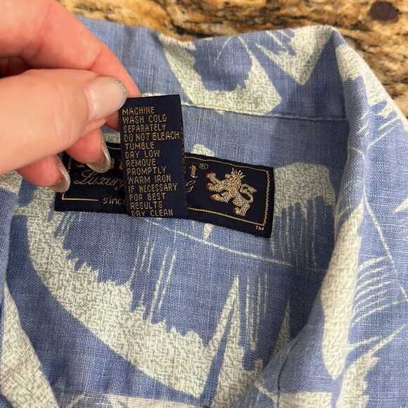 ❤️Last Chance Nat Nast Linen Short Sleeve Feather Print Hawaiian Shirt Size M - Picture 6 of 9